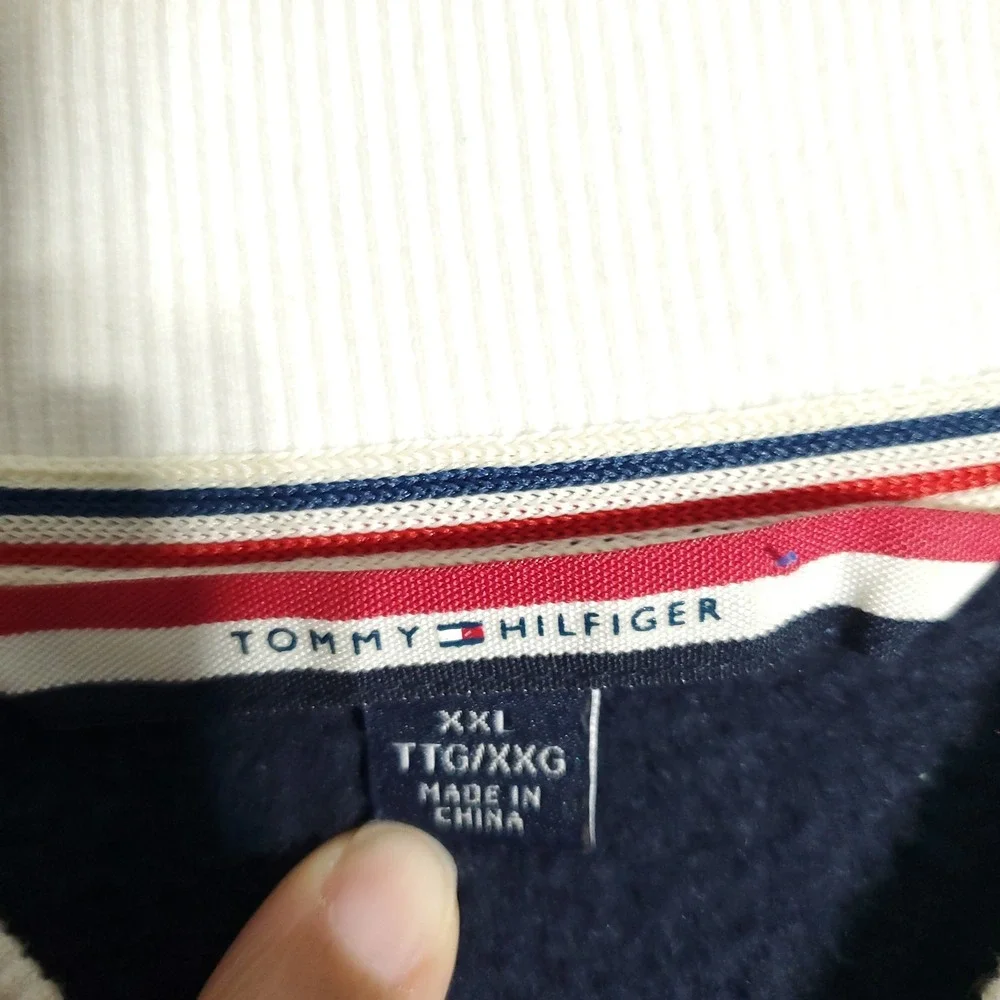Tommy Hilfiger Jacket Mens XXL Navy White Varsity Bomber H 1985 Logo Preppy‎